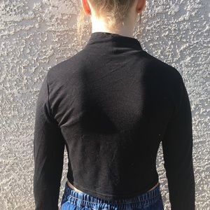 Cropped black turtleneck